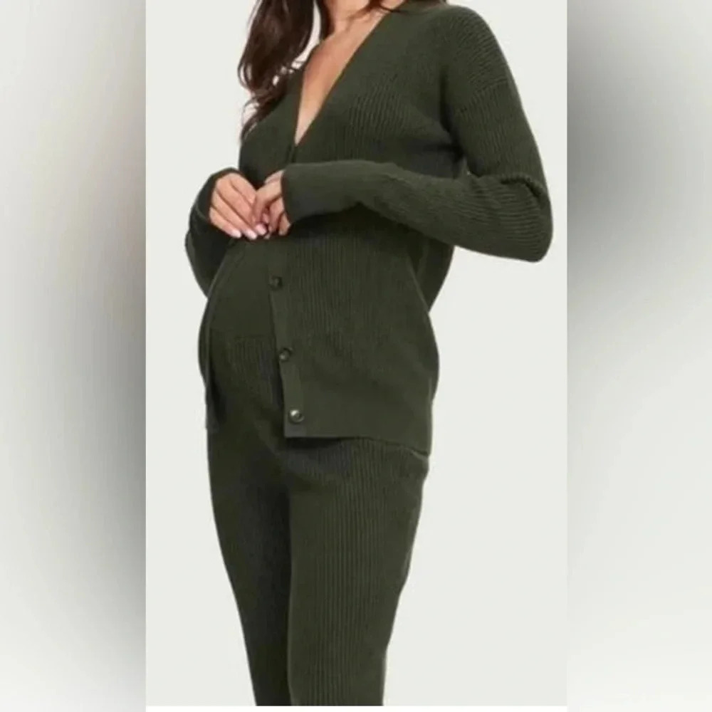 HATCH The Rib Knit Cardigan Olive Size 2